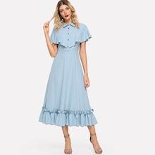 Shein Half Placket Ruffle Trim Dress