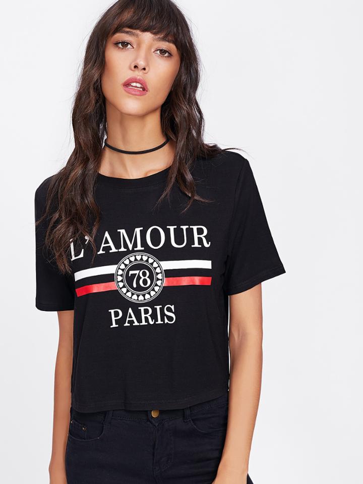Shein Crop Graphic T-shirt
