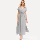Shein Drawstring Waist Wrap Dress