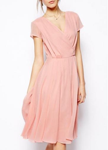 Rosewe Charming V Neck Hollow Design A Line Dress