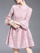 Shein Pink Contrast Organza Lace Dress