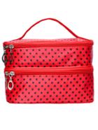 Shein Red Polka Dot Double Layers Cosmetic Bag