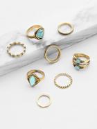 Shein Turquoise Design Ring Set 8pcs
