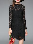 Shein Black Crochet Hollow Out Dress