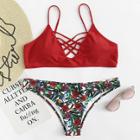 Shein Plus Crisscross Front Mix & Match Bikini Set