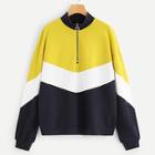 Shein Plus Zip Front Color Block Sweatshirt