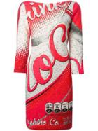 Shein Red Crew Neck Coca Colan Print Dress