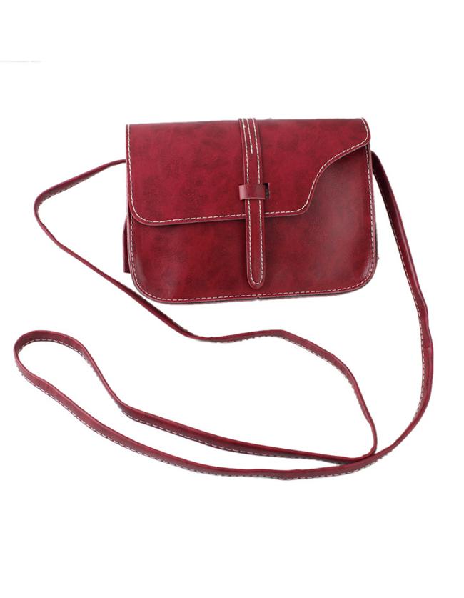 Shein Winered Pu Leather Straps Shoulder Bag