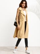 Shein Khaki Cutout Side Ring Detail Sleeveless Coat