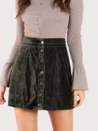 Shein Button Up Ribbed Velvet Skirt