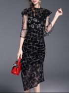 Shein Polka Dot Flounce Sheer Bell Sleeve Dress