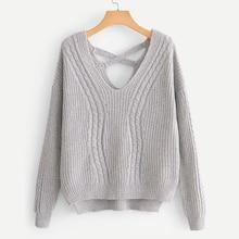 Shein Drop Shoulder High Low Cable Knit Sweater