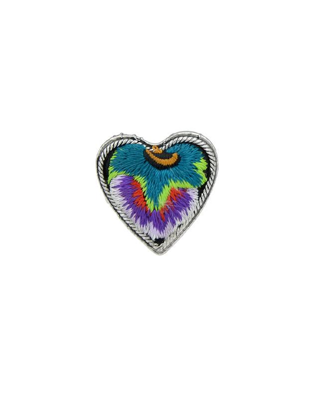 Shein Purple Handmade Embroidery Flower Pattern Heart Finger Rings