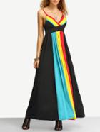 Shein Spaghetti Strap Color-block Maxi Dress