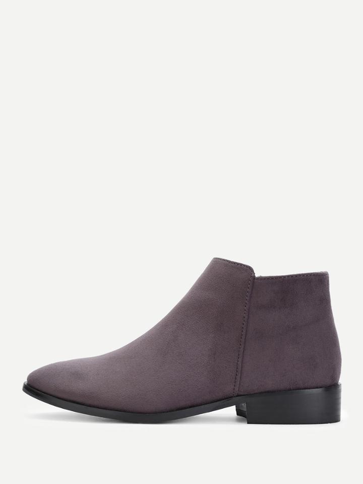 Shein Side Zipper Suede Flat Boots
