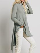 Shein Grey Long Sleeve Split T-shirt