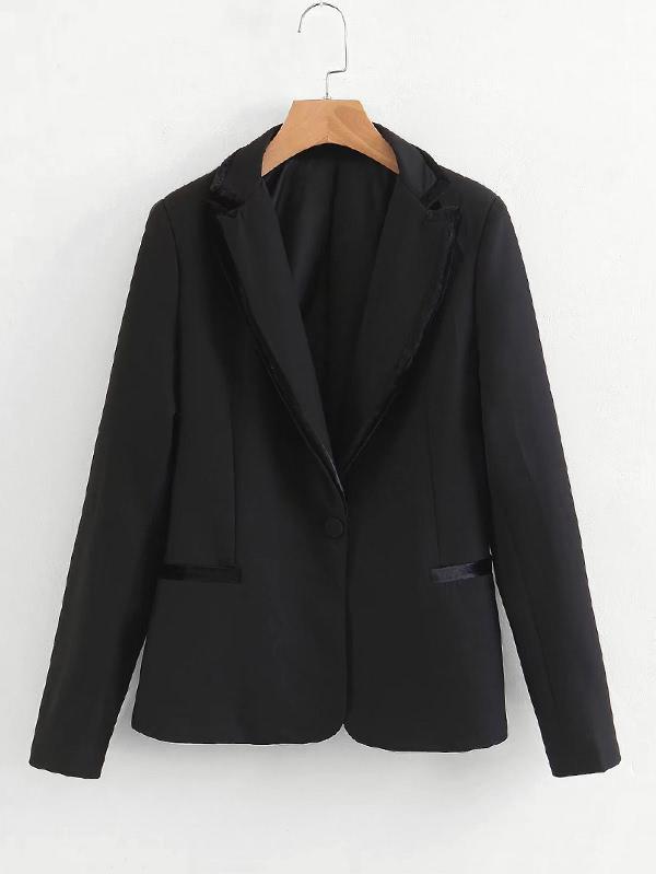 Shein Contrast Piping Tailored Blazer