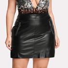 Shein Plus Zip Detail Faux Leather Skirt