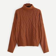 Shein Plus Turtle Neck Cable Knit Sweater