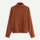 Shein Plus Turtle Neck Cable Knit Sweater