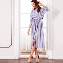 Shein Striped Drawstring Waist Dress