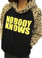 Rosewe Hooded Collar Leopard Print Pullover Sweats