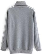 Shein Grey High Neck Long Sleeve Loose Sweatshirt