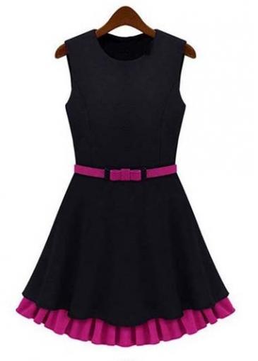 Rosewe Hot Sale Round Neck Sleeveless Cotton Blend Dress