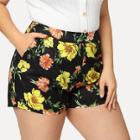 Shein Plus Pocket Side Flower Print Shorts