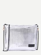 Shein Silver Geometric Embossed Pu Chain Bag