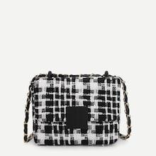Shein Plaid Flap Crossbody Chain Box Bag
