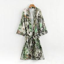 Shein Foliage Print Self Tie Kimono