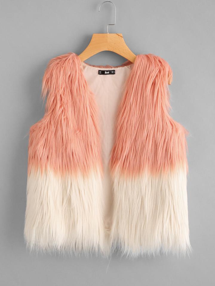 Shein Two Tone Faux Fur Vest