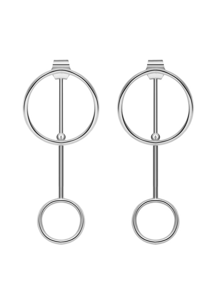 Shein Silver Plated Circle Hollow Out Drop Earrings