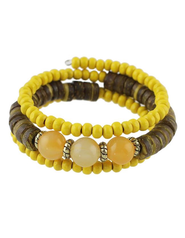 Shein Yellow Wood Bead Bracelet