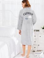 Shein Embroidered Back Fleece Pajama Dress