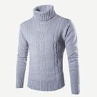 Shein Men Cable Pattern High Neck Solid Jumper