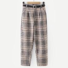 Shein Self Tie Plaid Tweed Pants