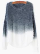 Shein Grey Ombre Round Neck Mohair Sweater