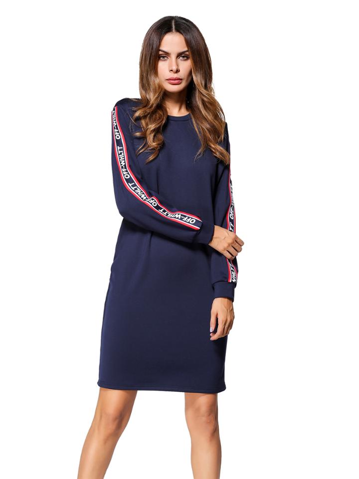 Shein Letter Tape Detail Sweatshirt Dress