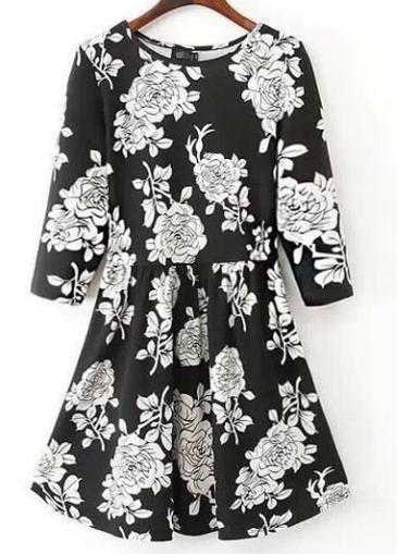 Rosewe Enchanting Half Sleeve Print Design A Line Dress