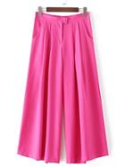 Shein Hot Pink Button Pocket Wide Leg Pleated Pants