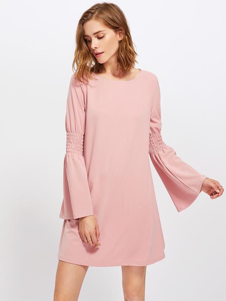 Shein Shirred Fluted Sleeve Swing Dress