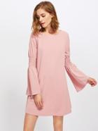 Shein Shirred Fluted Sleeve Swing Dress