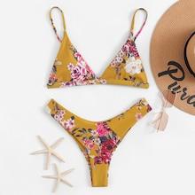Shein Random Floral High Cut Bikini Set