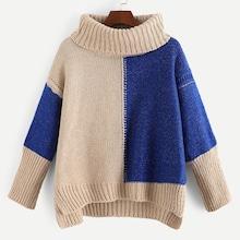 Shein Contrast Panel High-neck Jumper