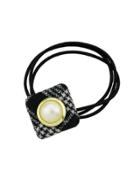 Shein Black Simulated-pearl Colorful Square Cloth Headbands Headwear