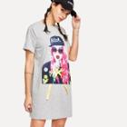 Shein Girl Print Beaded Marled Dress