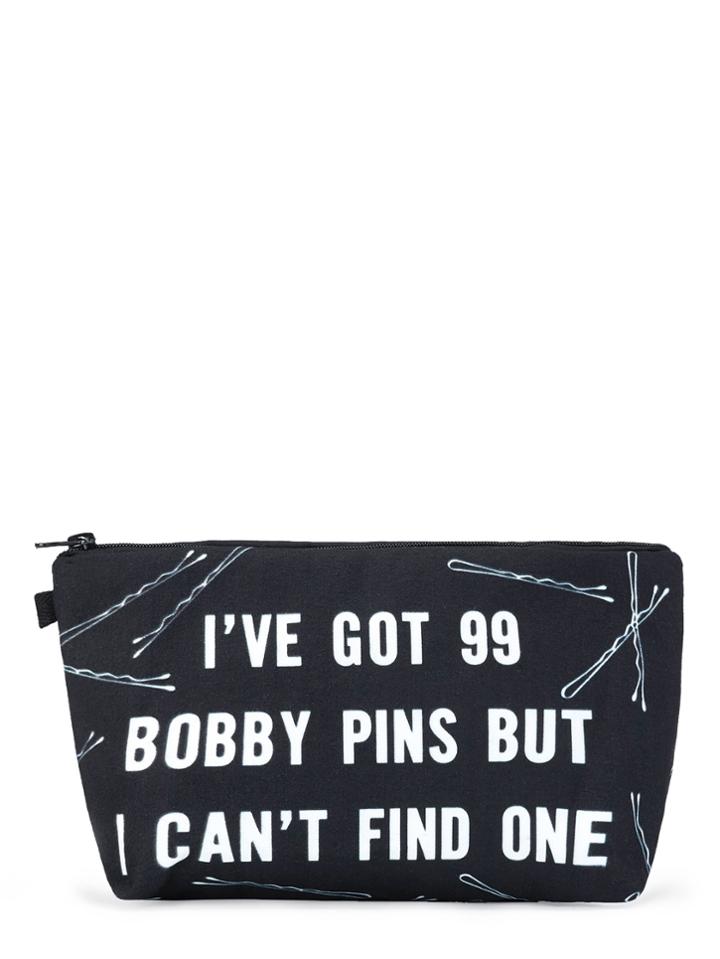 Shein Slogan & Pin Print Makeup Bag