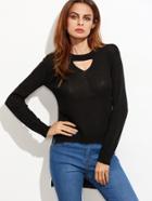 Shein Black Cutout Front High Low Sweater